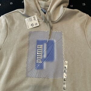 Puma Men's Tan Hoodie with Blue Accents